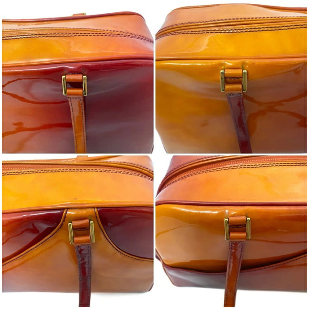 Christian Dior Boston Bag Orange Red Gradient Patent Vernis Zipper Enamel - Picture 8 of 10